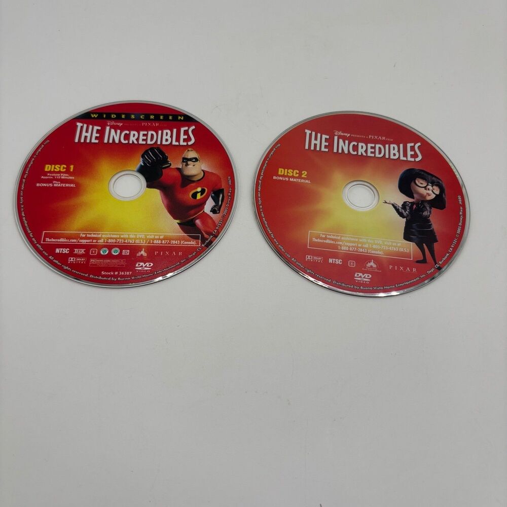 Disney Pixar The Incredibles DVD Red Excellent 2-Disc Widescreen Edition